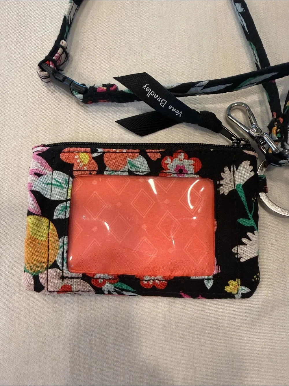 Vera Bradley Tangerine Twist 2-Pc Set: Cosmetic Bag & Zip ID Breakaway Lanyard